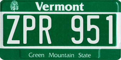 VT license plate ZPR951