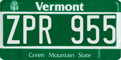 VT license plate ZPR955
