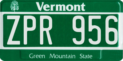 VT license plate ZPR956