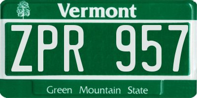 VT license plate ZPR957
