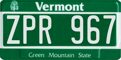 VT license plate ZPR967