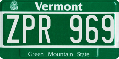 VT license plate ZPR969