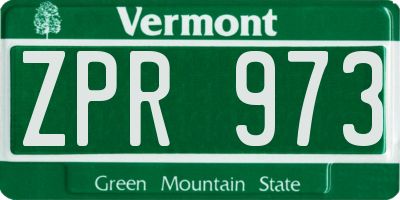 VT license plate ZPR973