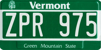 VT license plate ZPR975