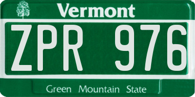 VT license plate ZPR976