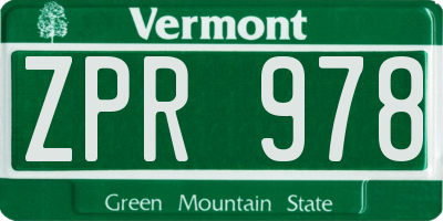 VT license plate ZPR978