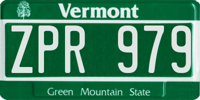 VT license plate ZPR979
