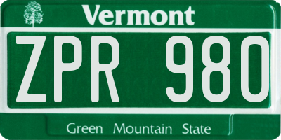VT license plate ZPR980