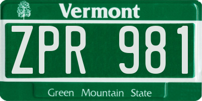 VT license plate ZPR981