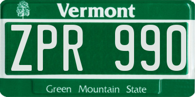 VT license plate ZPR990