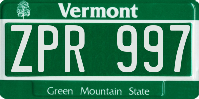 VT license plate ZPR997