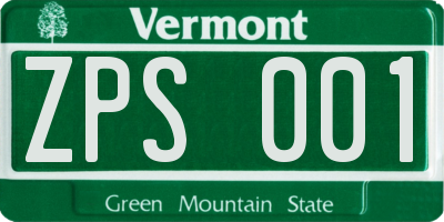 VT license plate ZPS001