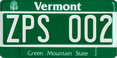 VT license plate ZPS002