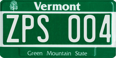 VT license plate ZPS004