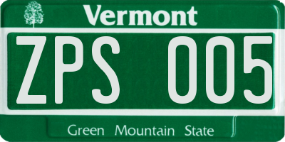 VT license plate ZPS005