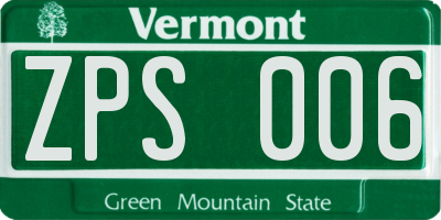 VT license plate ZPS006
