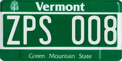 VT license plate ZPS008