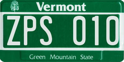 VT license plate ZPS010