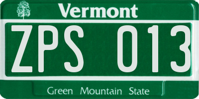 VT license plate ZPS013