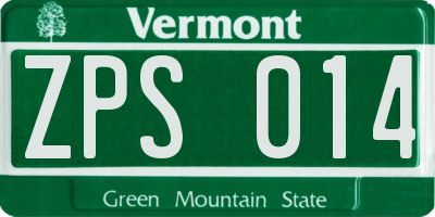 VT license plate ZPS014