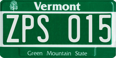VT license plate ZPS015