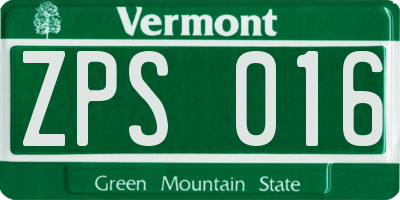 VT license plate ZPS016
