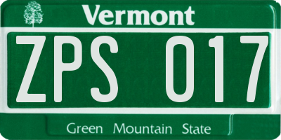 VT license plate ZPS017