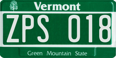 VT license plate ZPS018