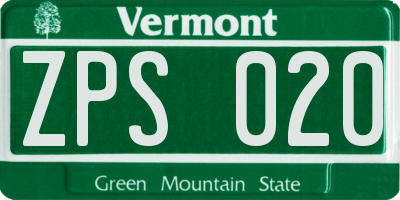 VT license plate ZPS020