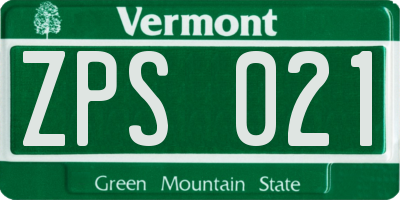 VT license plate ZPS021