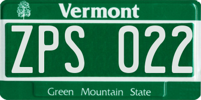 VT license plate ZPS022