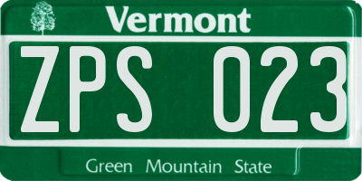 VT license plate ZPS023