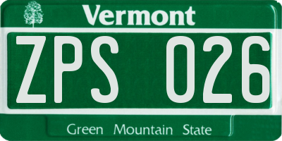 VT license plate ZPS026