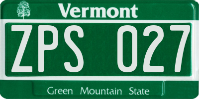 VT license plate ZPS027