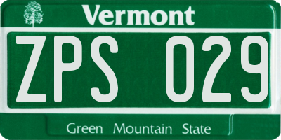 VT license plate ZPS029