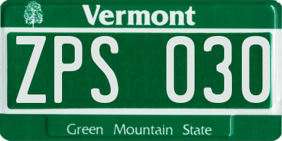 VT license plate ZPS030