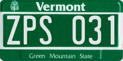VT license plate ZPS031