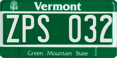 VT license plate ZPS032