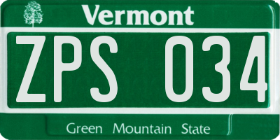 VT license plate ZPS034
