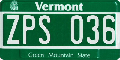 VT license plate ZPS036