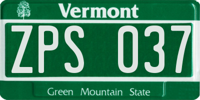 VT license plate ZPS037