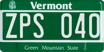 VT license plate ZPS040