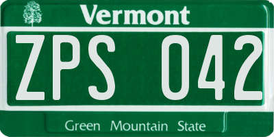 VT license plate ZPS042