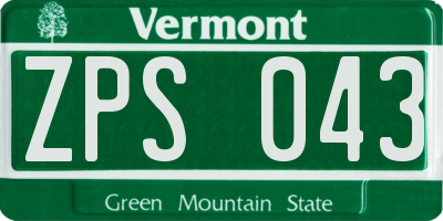 VT license plate ZPS043