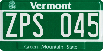 VT license plate ZPS045