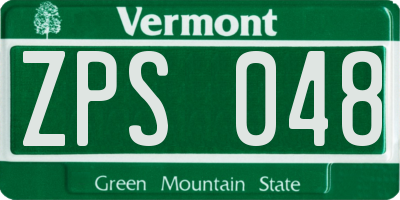 VT license plate ZPS048