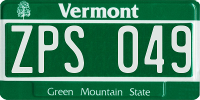 VT license plate ZPS049