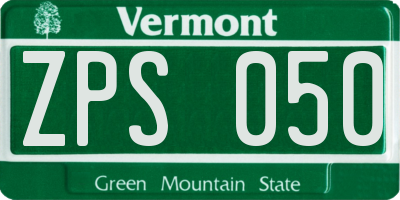 VT license plate ZPS050