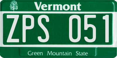 VT license plate ZPS051