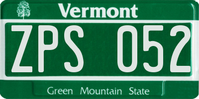 VT license plate ZPS052